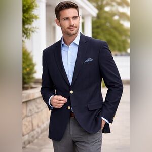 Classic Navy Men's Blazer with Gold Buttons
